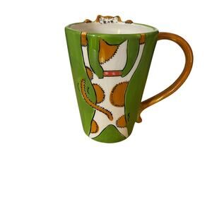 Vintage peeking cat mug cup coffee tea funny